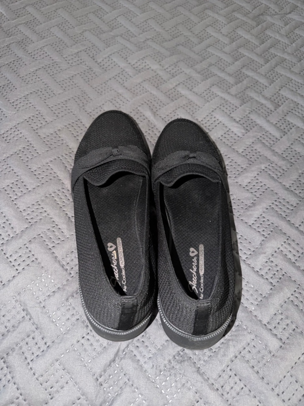 Skechers Women's Black Knit Slip-On Loafers